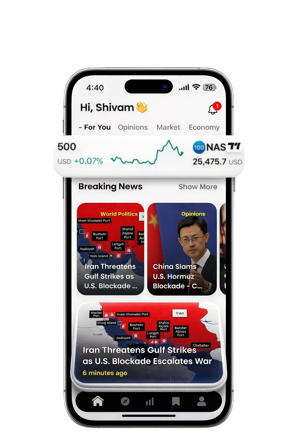 Market Insights and Financial Analysis App on Phone